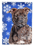 Staffordshire Bull Terrier Staffie Winter Snowflakes Garden Flag Mailbox Decorative Yard Banner Outside Patio Artwork for Flower Beds, Garden Size, Multicolor