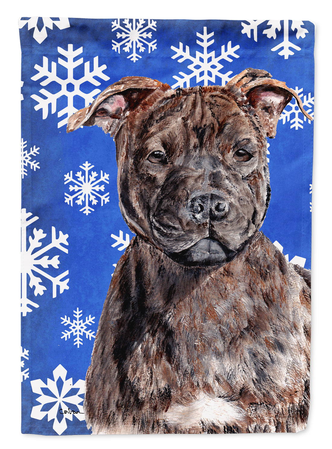 Staffordshire Bull Terrier Staffie Winter Snowflakes Garden Flag Mailbox Decorative Yard Banner Outside Patio Artwork for Flower Beds, Garden Size, Multicolor