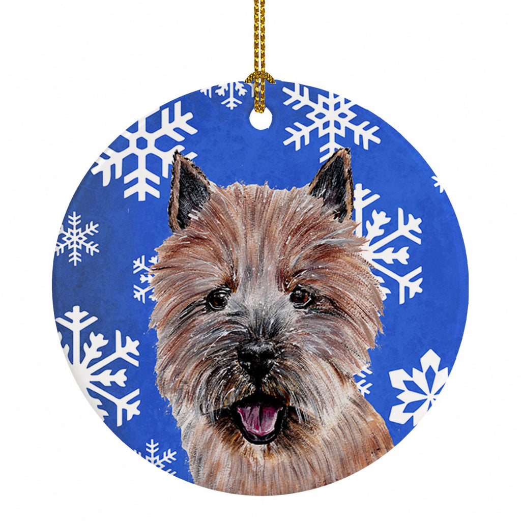 Norwich Terrier Winter Snowflakes Ceramic Ornament Christmas Tree Hanging Decorations for Home Christmas Holiday, Party, Gift, 3 in, Multicolor