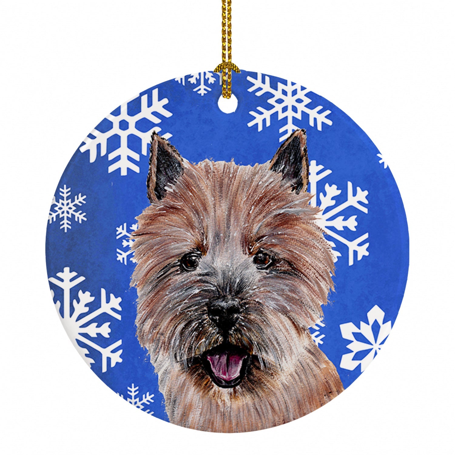Norwich Terrier Winter Snowflakes Ceramic Ornament Christmas Tree Hanging Decorations for Home Christmas Holiday, Party, Gift, 3 in, Multicolor