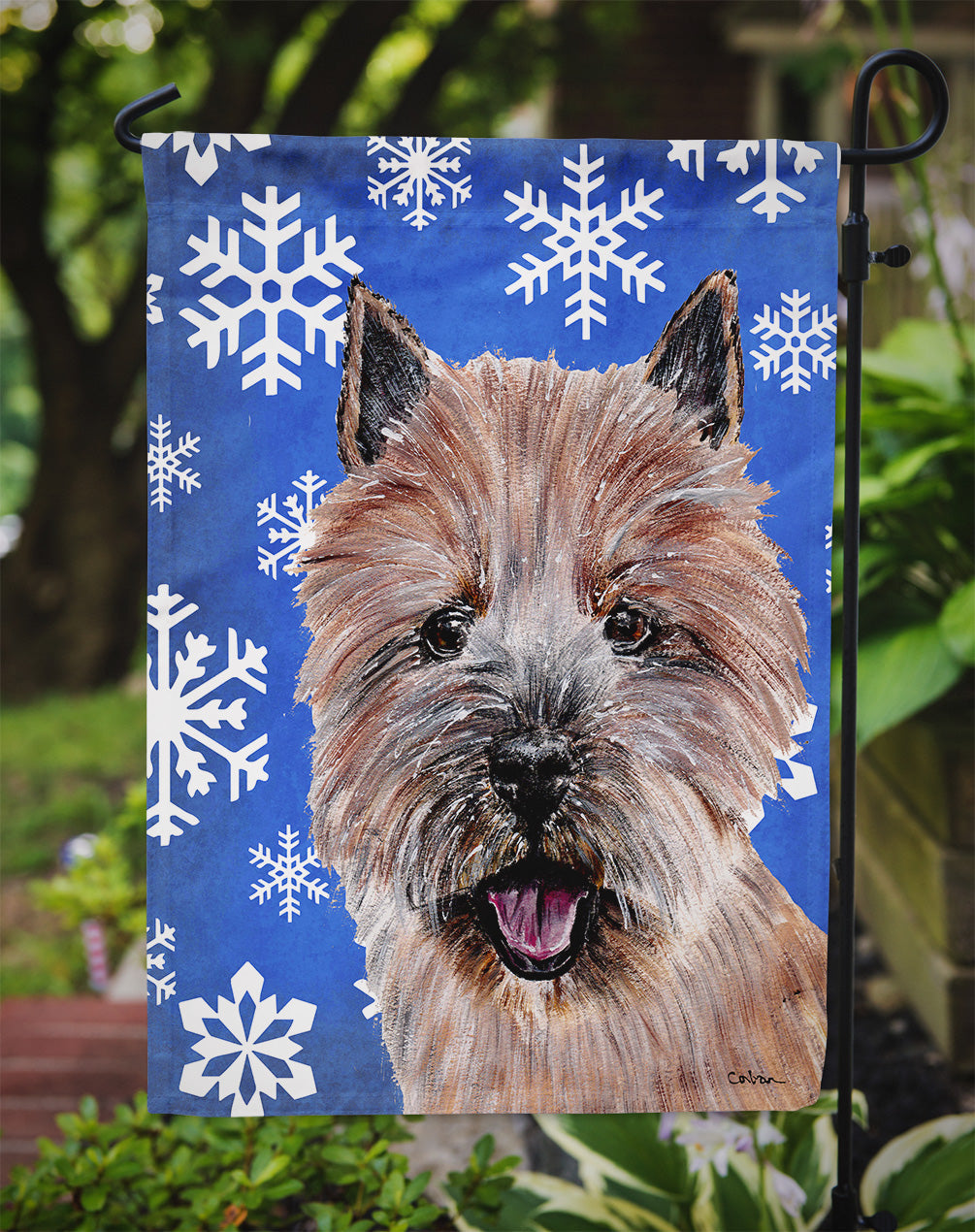Norwich Terrier Winter Snowflakes Garden Flag Mailbox Decorative Yard Banner Outside Patio Artwork for Flower Beds, Garden Size, Multicolor