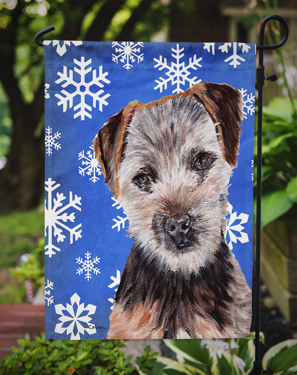 Norfolk Terrier Puppy Winter Snowflakes Garden Flag Mailbox Decorative Yard Banner Outside Patio Artwork for Flower Beds, Garden Size, Multicolor