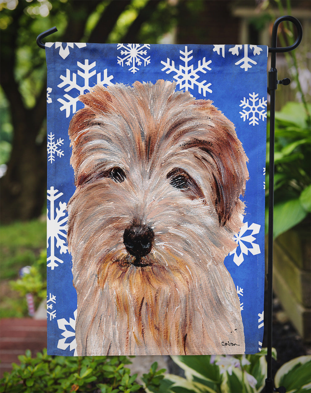 Norfolk Terrier Winter Snowflakes Garden Flag Mailbox Decorative Yard Banner Outside Patio Artwork for Flower Beds, Garden Size, Multicolor