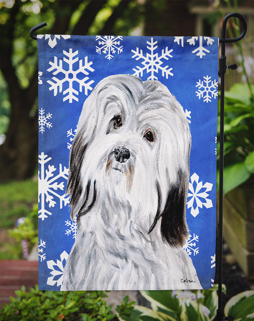 Havanese Winter Snowflakes Garden Flag Mailbox Decorative Yard Banner Outside Patio Artwork for Flower Beds, Garden Size, Multicolor