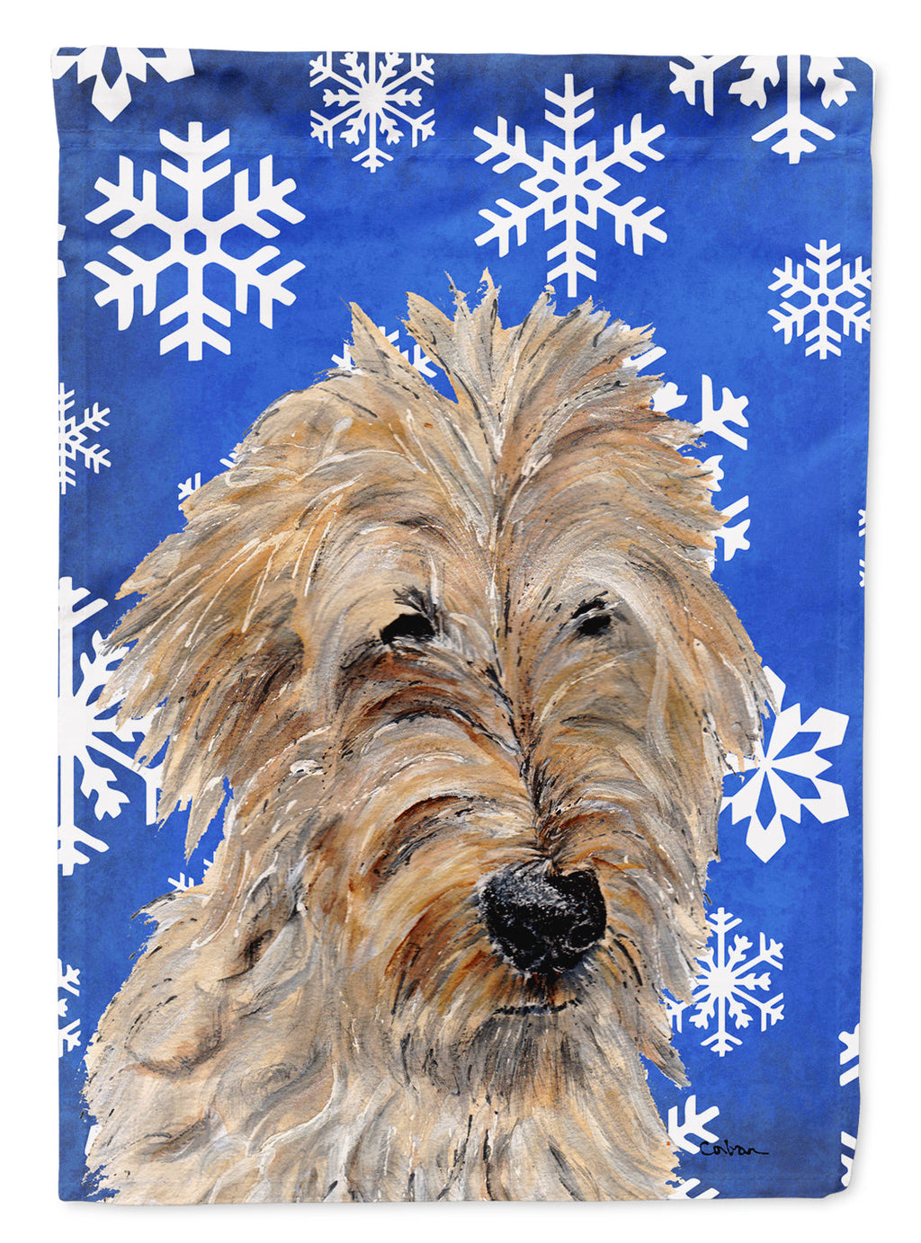 Golden Doodle 2 Winter Snowflakes Garden Flag Mailbox Decorative Yard Banner Outside Patio Artwork for Flower Beds, Garden Size, Multicolor
