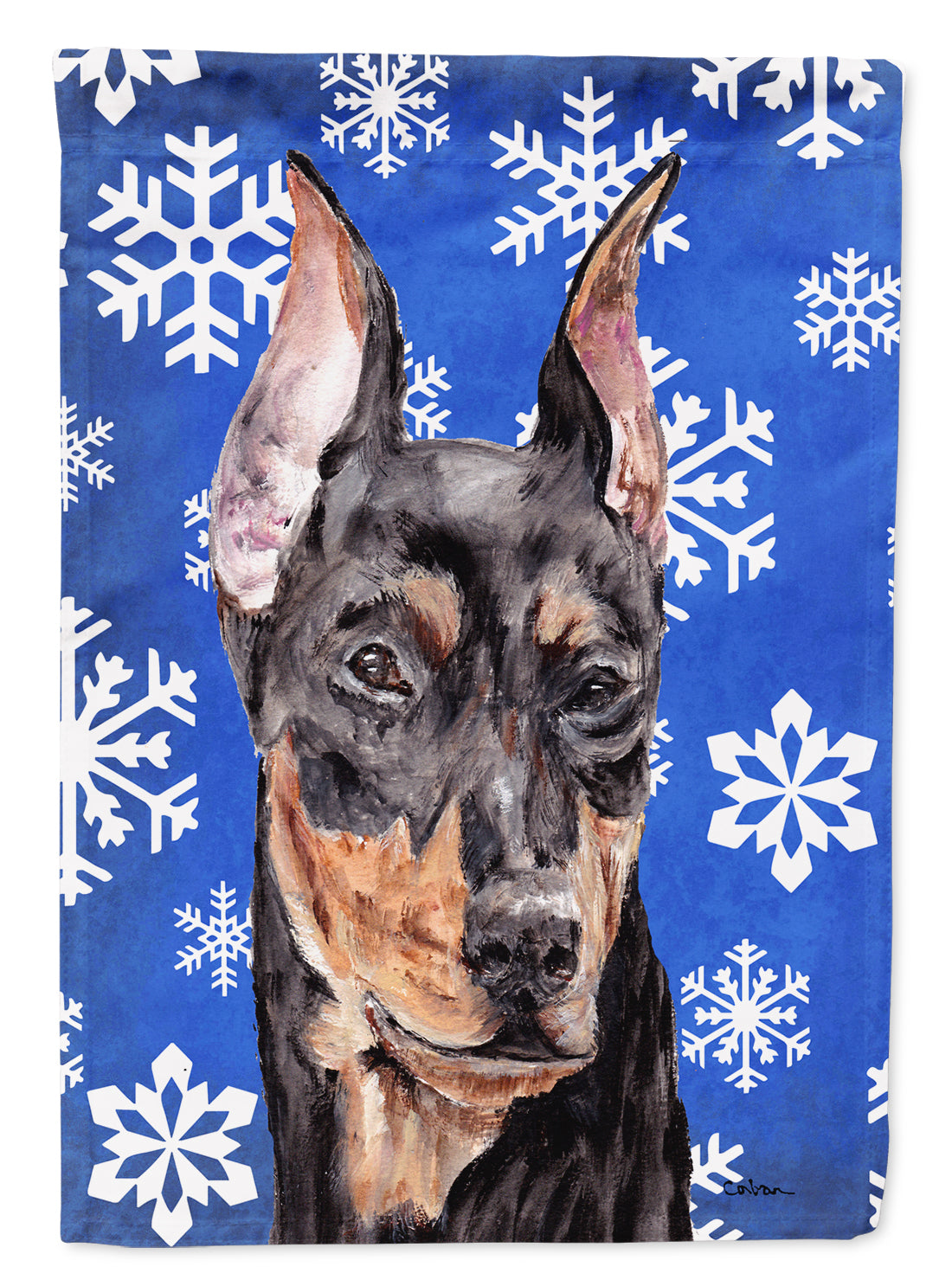 German Pinscher Winter Snowflakes Garden Flag Mailbox Decorative Yard Banner Outside Patio Artwork for Flower Beds, Garden Size, Multicolor