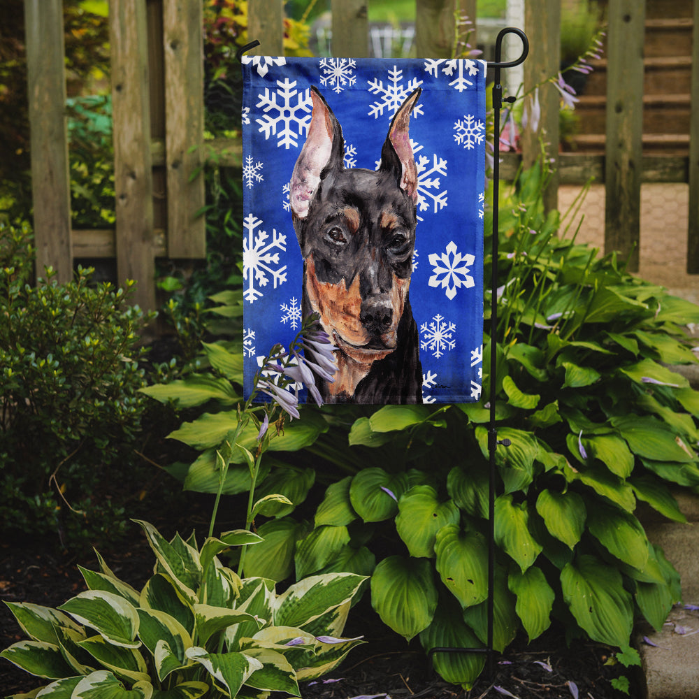 German Pinscher Winter Snowflakes Garden Flag Mailbox Decorative Yard Banner Outside Patio Artwork for Flower Beds, Garden Size, Multicolor