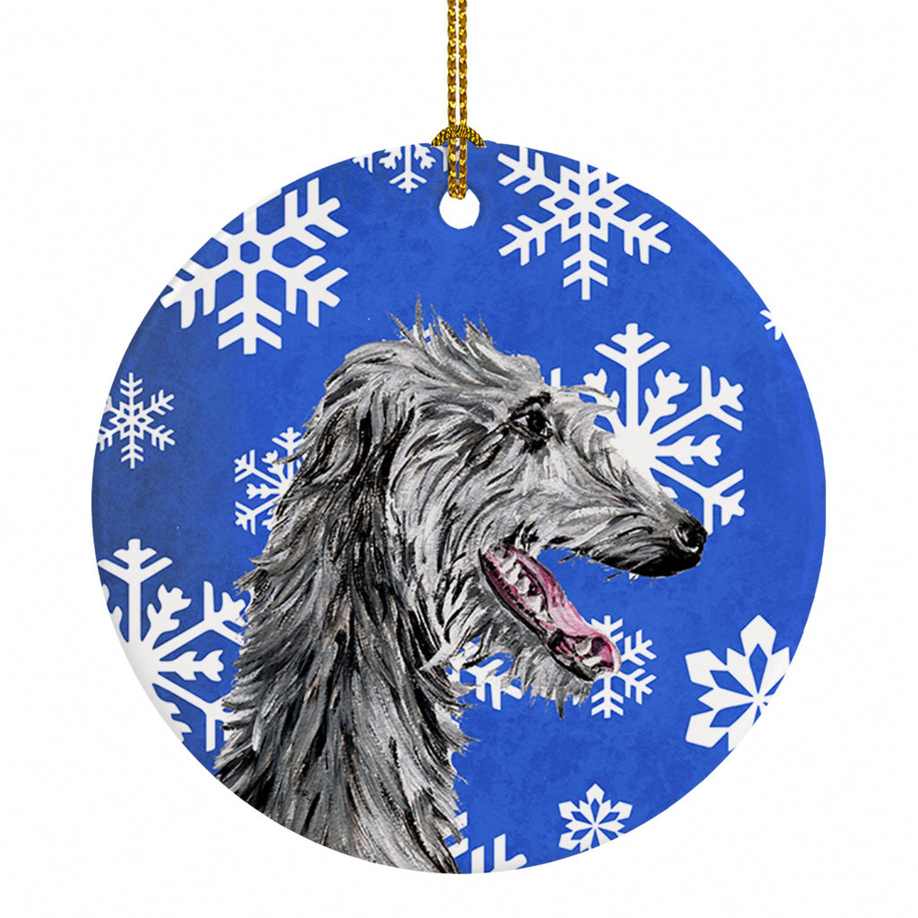 Scottish Deerhound Winter Snowflakes Ceramic Ornament Christmas Tree Hanging Decorations for Home Christmas Holiday, Party, Gift, 3 in, Multicolor