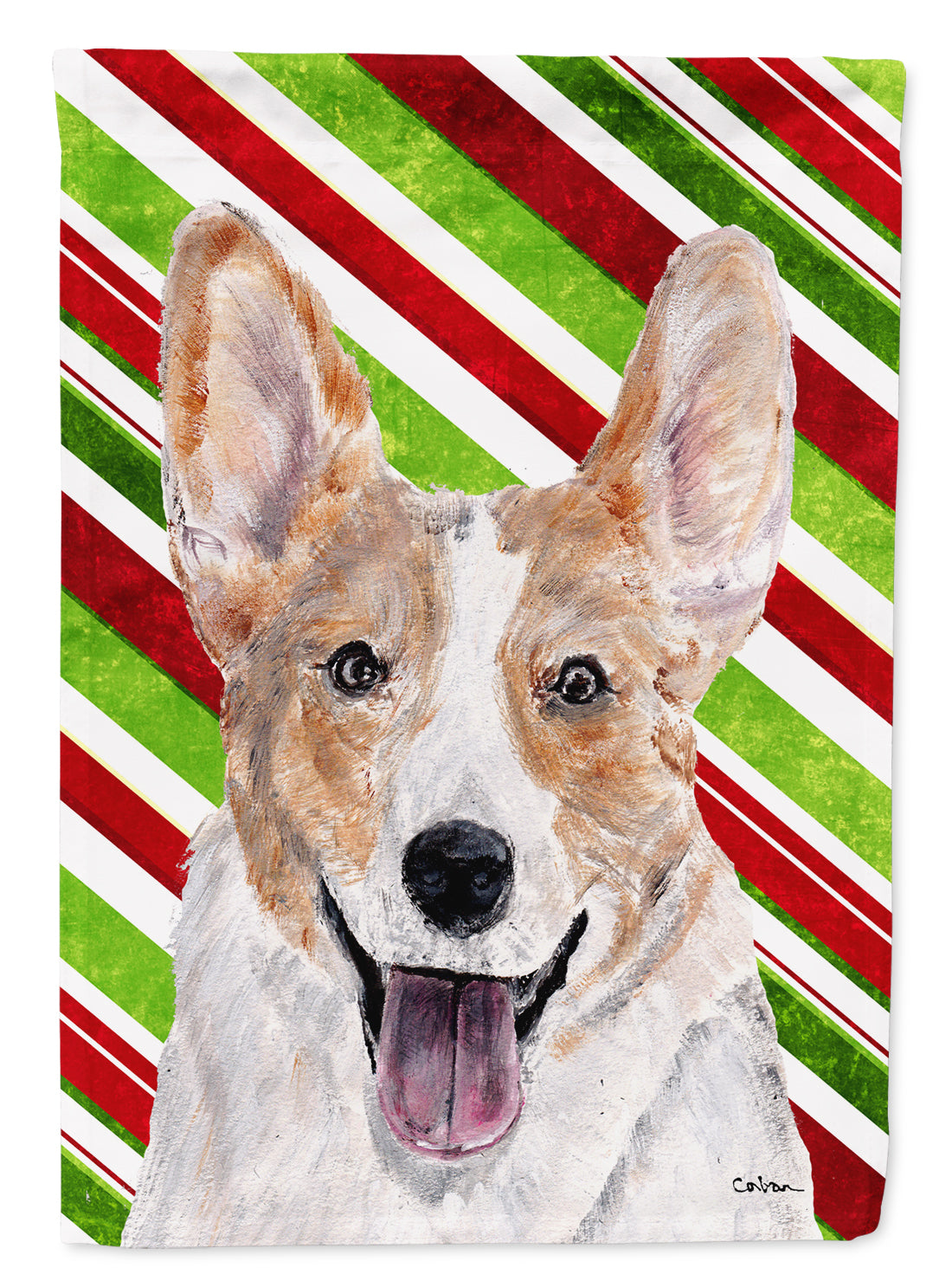 Cardigan Corgi Candy Cane Christmas Garden Flag Mailbox Decorative Yard Banner Outside Patio Artwork for Flower Beds, Garden Size, Multicolor