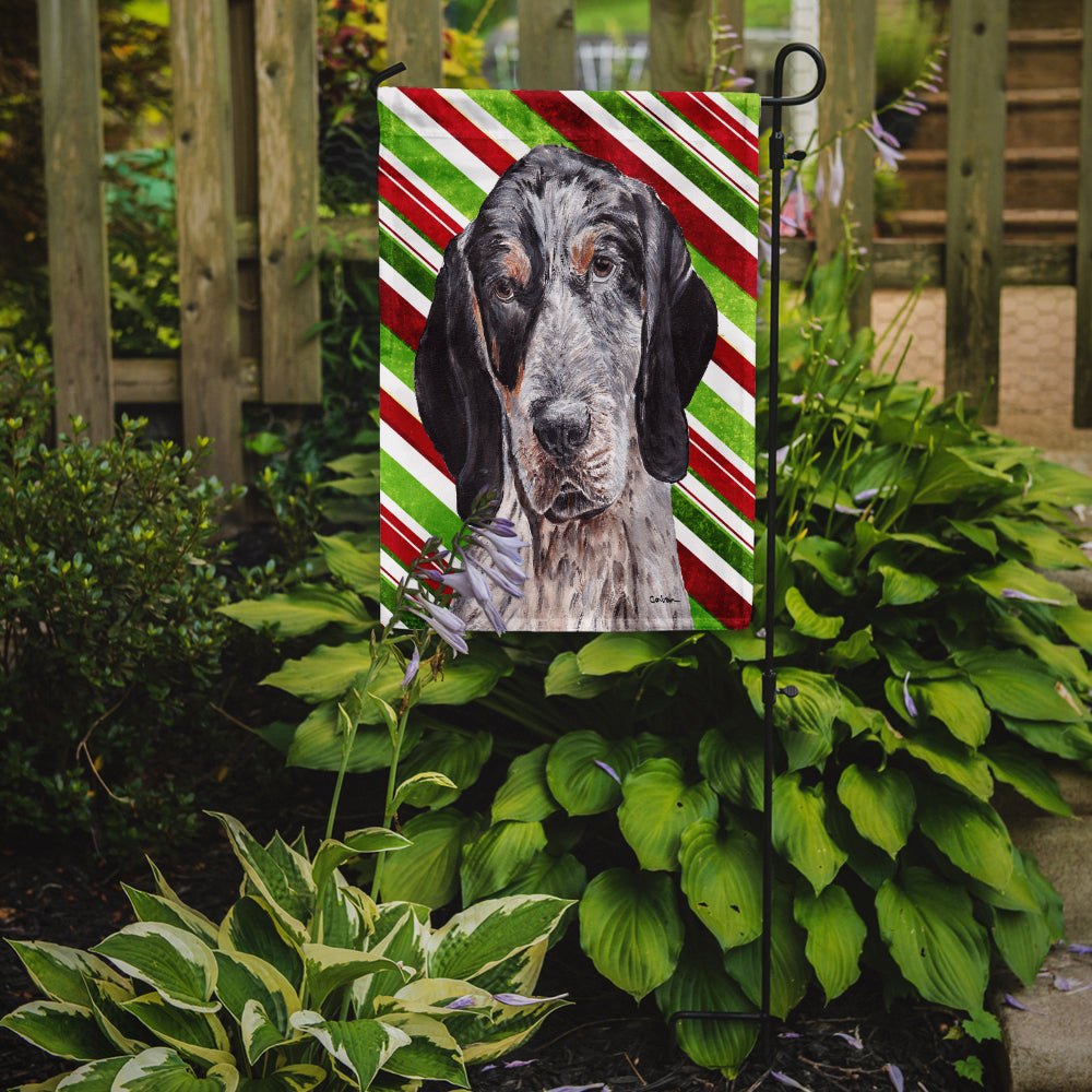 Blue Tick Coonhound Candy Cane Christmas Garden Flag Mailbox Decorative Yard Banner Outside Patio Artwork for Flower Beds, Garden Size, Multicolor