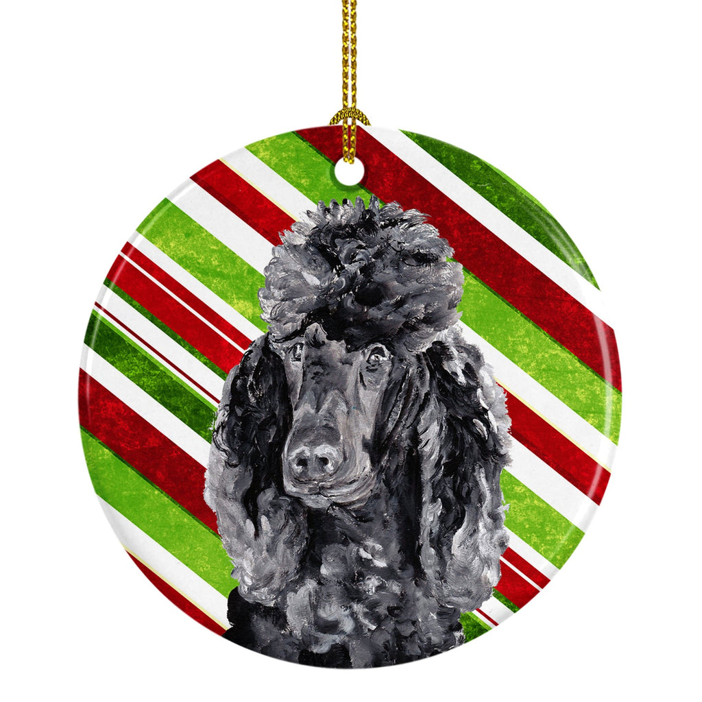 Black Standard Poodle Candy Cane Christmas Ceramic Ornament Christmas Tree Hanging Decorations for Home Christmas Holiday, Party, Gift, 3 in, Multicolor