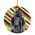 Black Standard Poodle Candy Cane Christmas Ceramic Ornament Christmas Tree Hanging Decorations for Home Christmas Holiday, Party, Gift, 3 in, Multicolor
