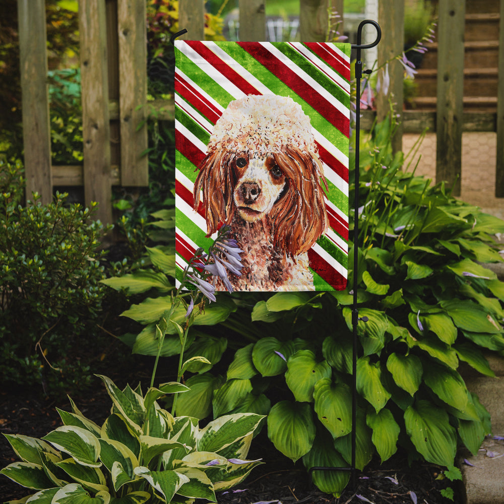 Red Miniature Poodle Candy Cane Christmas Garden Flag Mailbox Decorative Yard Banner Outside Patio Artwork for Flower Beds, Garden Size, Multicolor