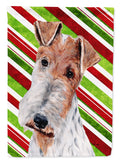Wire Fox Terrier Candy Cane Christmas Garden Flag Mailbox Decorative Yard Banner Outside Patio Artwork for Flower Beds, Garden Size, Multicolor