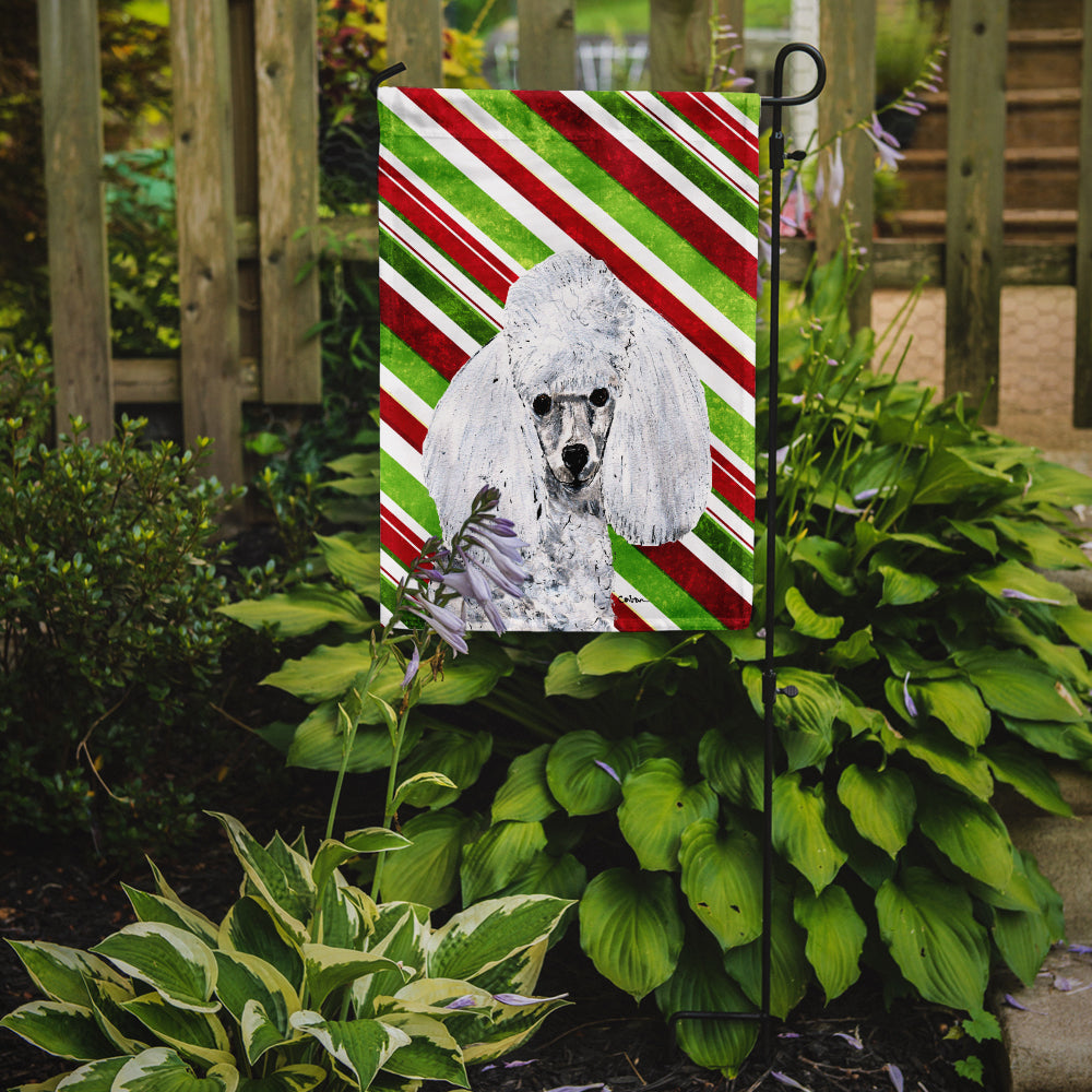 White Toy Poodle Candy Cane Christmas Garden Flag Mailbox Decorative Yard Banner Outside Patio Artwork for Flower Beds, Garden Size, Multicolor