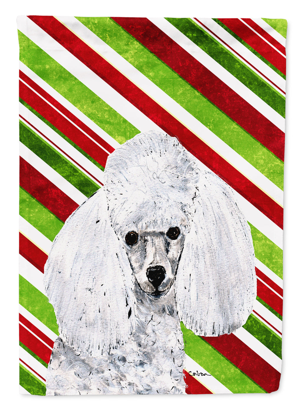 White Toy Poodle Candy Cane Christmas Garden Flag Mailbox Decorative Yard Banner Outside Patio Artwork for Flower Beds, Garden Size, Multicolor