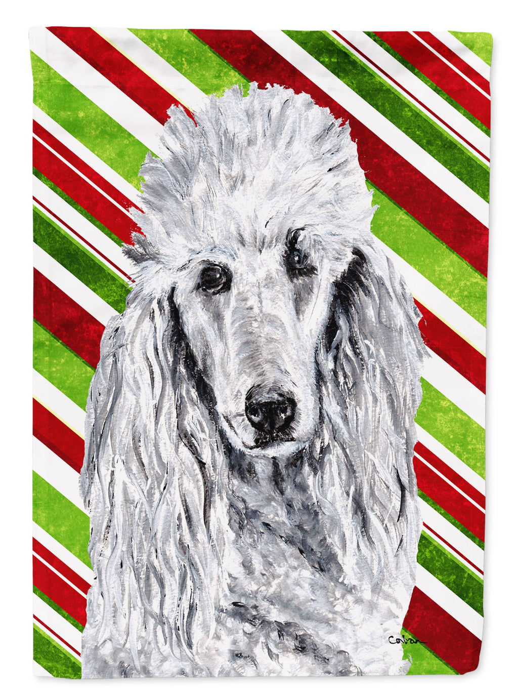 White Standard Poodle Candy Cane Christmas Garden Flag Mailbox Decorative Yard Banner Outside Patio Artwork for Flower Beds, Garden Size, Multicolor