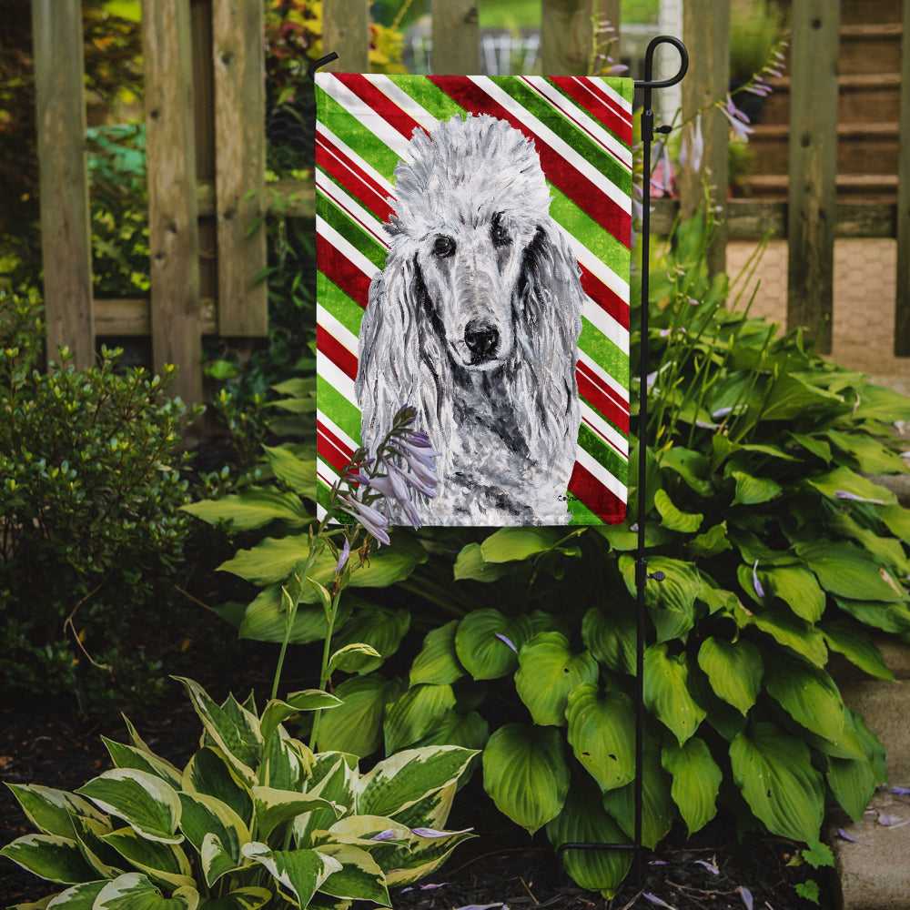White Standard Poodle Candy Cane Christmas Garden Flag Mailbox Decorative Yard Banner Outside Patio Artwork for Flower Beds, Garden Size, Multicolor