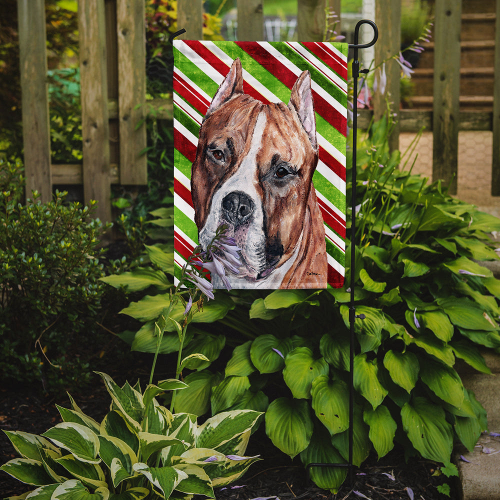 Staffordshire Bull Terrier Staffie Candy Cane Christmas Garden Flag Mailbox Decorative Yard Banner Outside Patio Artwork for Flower Beds, Garden Size, Multicolor