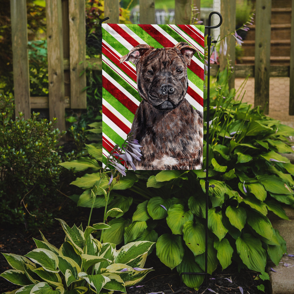 Staffordshire Bull Terrier Staffie Candy Cane Christmas Garden Flag Mailbox Decorative Yard Banner Outside Patio Artwork for Flower Beds, Garden Size, Multicolor