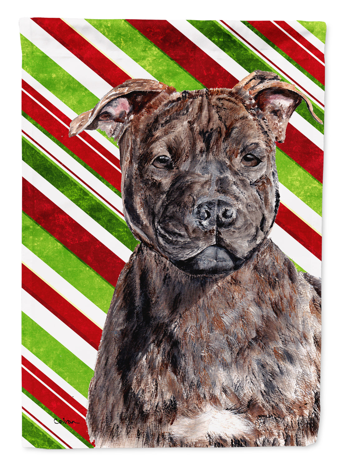 Staffordshire Bull Terrier Staffie Candy Cane Christmas Garden Flag Mailbox Decorative Yard Banner Outside Patio Artwork for Flower Beds, Garden Size, Multicolor