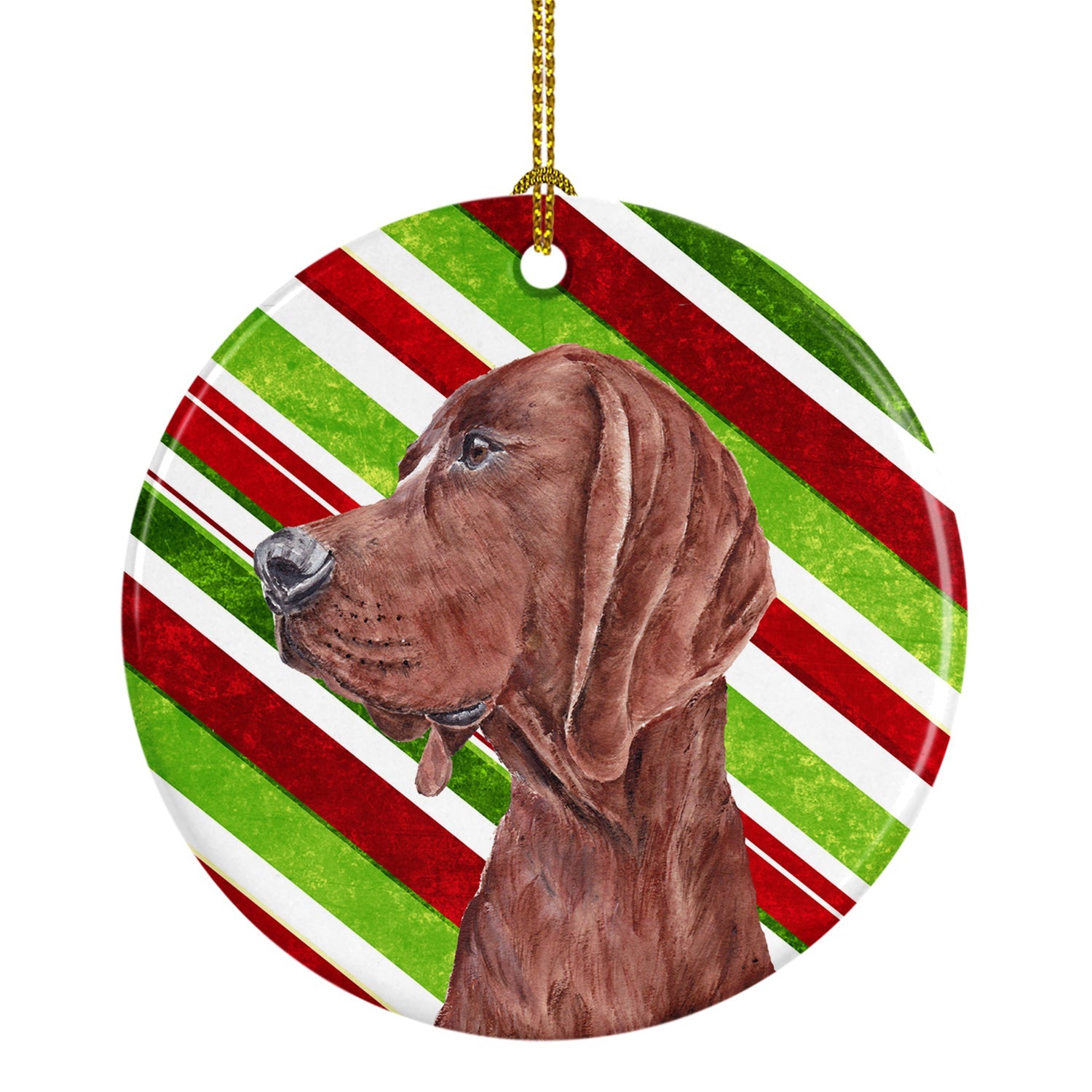 Redbone Coonhound Candy Cane Christmas Ceramic Ornament Christmas Tree Hanging Decorations for Home Christmas Holiday, Party, Gift, 3 in, Multicolor