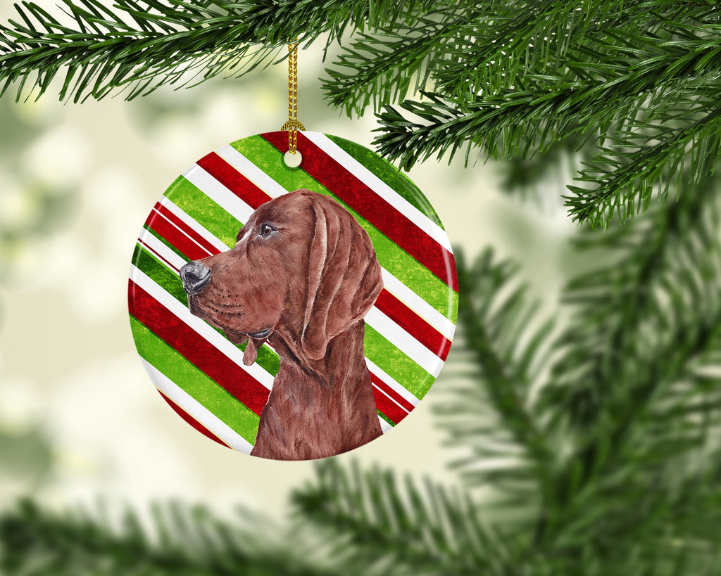 Redbone Coonhound Candy Cane Christmas Ceramic Ornament Christmas Tree Hanging Decorations for Home Christmas Holiday, Party, Gift, 3 in, Multicolor