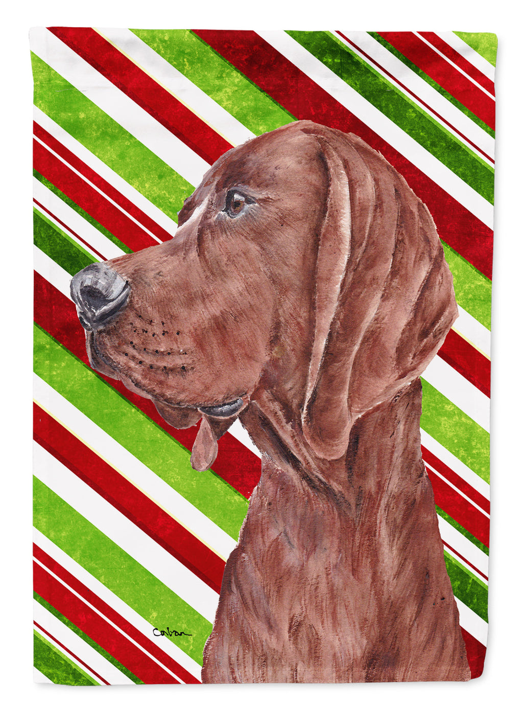 Redbone Coonhound Candy Cane Christmas Garden Flag Mailbox Decorative Yard Banner Outside Patio Artwork for Flower Beds, Garden Size, Multicolor