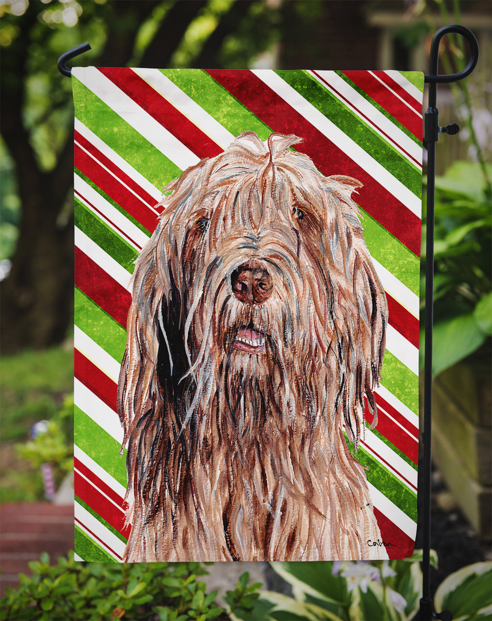 Otterhound Candy Cane Christmas Garden Flag Mailbox Decorative Yard Banner Outside Patio Artwork for Flower Beds, Garden Size, Multicolor