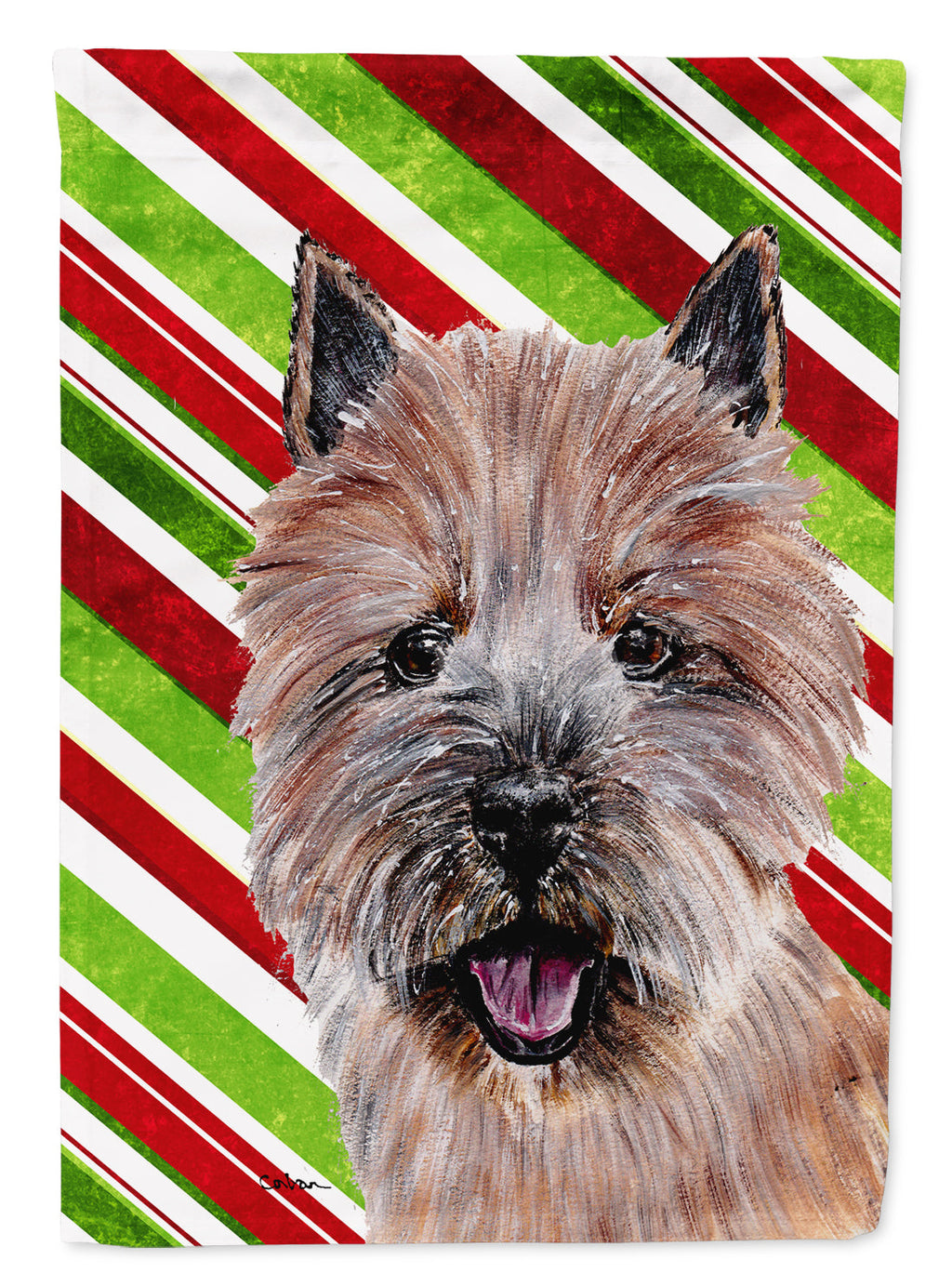 Norwich Terrier Candy Cane Christmas Garden Flag Mailbox Decorative Yard Banner Outside Patio Artwork for Flower Beds, Garden Size, Multicolor
