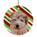 Norfolk Terrier Candy Cane Christmas Ceramic Ornament Christmas Tree Hanging Decorations for Home Christmas Holiday, Party, Gift, 3 in, Multicolor