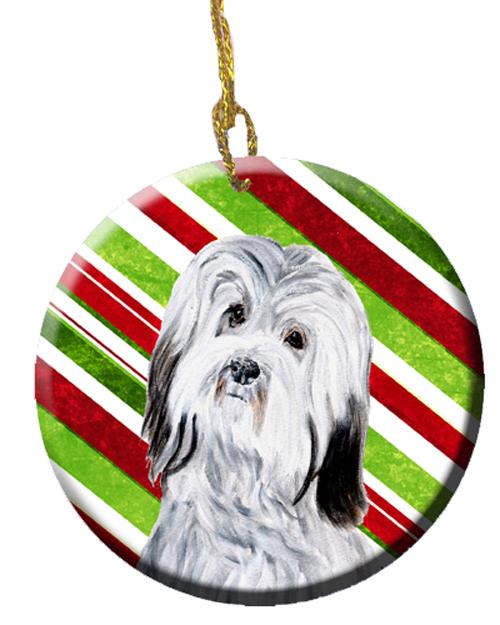 Havanese Candy Cane Christmas Ceramic Ornament Christmas Tree Hanging Decorations for Home Christmas Holiday, Party, Gift, 3 in, Multicolor
