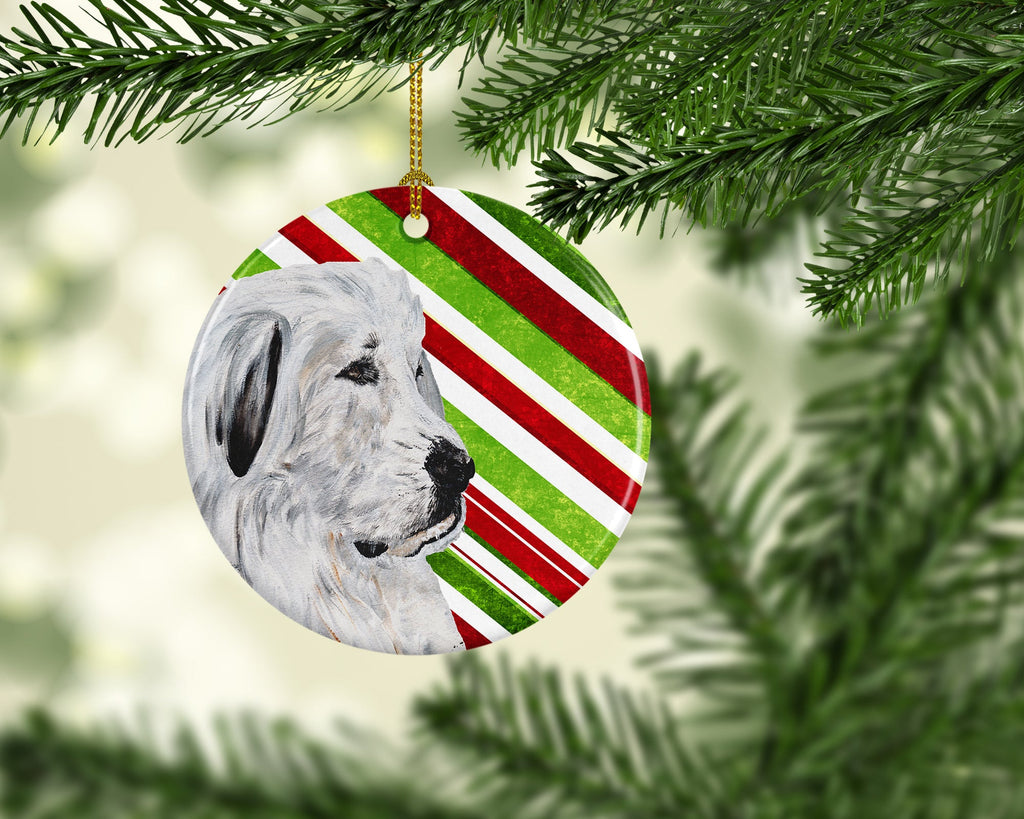Great Pyrenees Candy Cane Christmas Ceramic Ornament Christmas Tree Hanging Decorations for Home Christmas Holiday, Party, Gift, 3 in, Multicolor