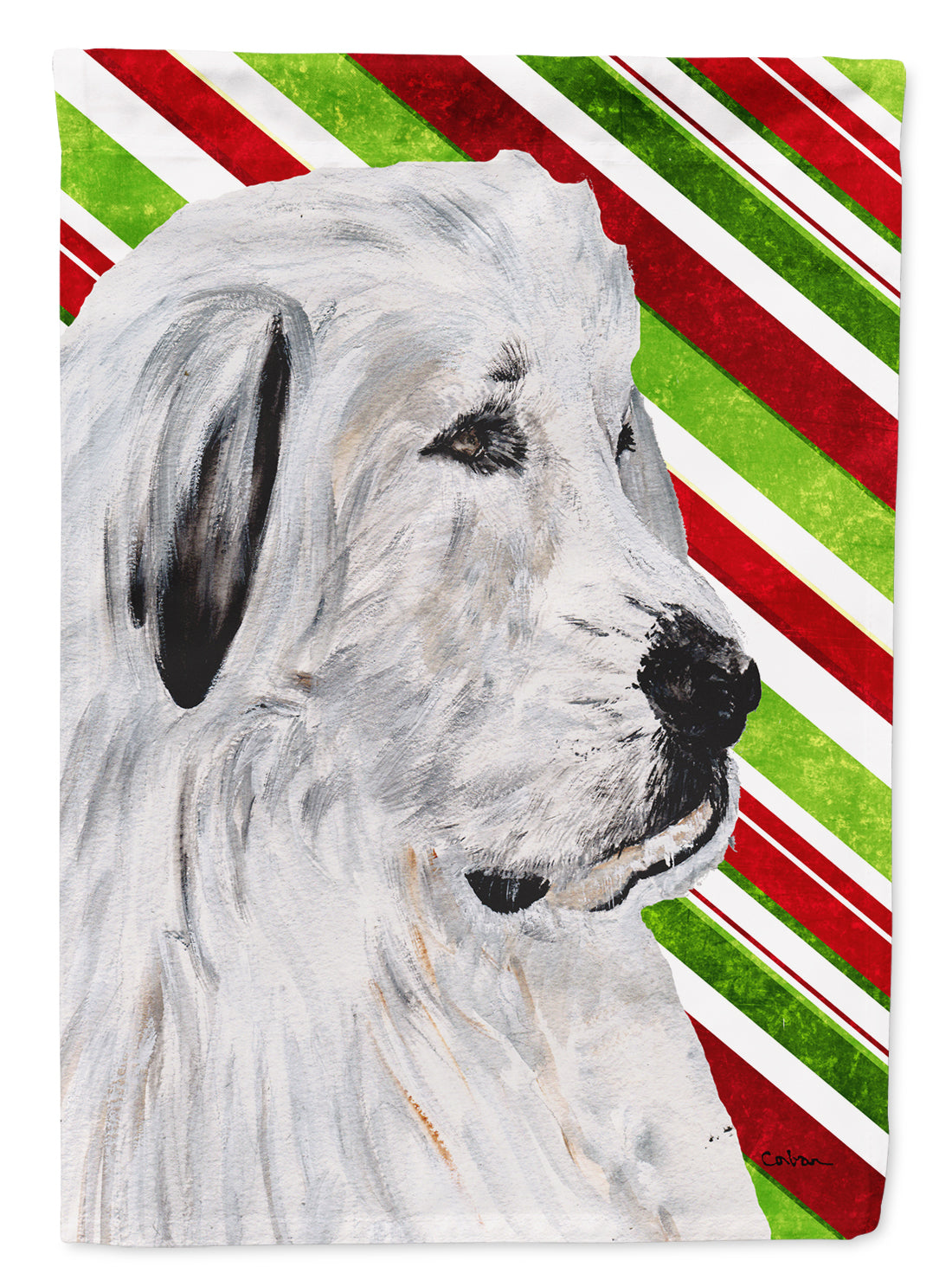 Great Pyrenees Candy Cane Christmas Garden Flag Mailbox Decorative Yard Banner Outside Patio Artwork for Flower Beds, Garden Size, Multicolor
