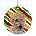 Golden Doodle 2 Candy Cane Christmas Ceramic Ornament Christmas Tree Hanging Decorations for Home Christmas Holiday, Party, Gift, 3 in, Multicolor
