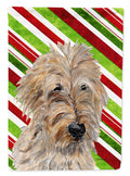 Golden Doodle 2 Candy Cane Christmas Garden Flag Mailbox Decorative Yard Banner Outside Patio Artwork for Flower Beds, Garden Size, Multicolor
