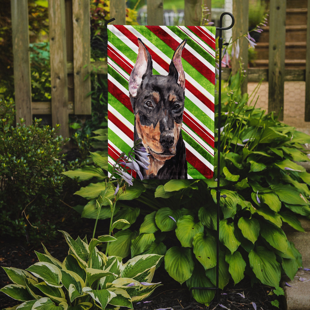 German Pinscher Candy Cane Christmas Garden Flag Mailbox Decorative Yard Banner Outside Patio Artwork for Flower Beds, Garden Size, Multicolor