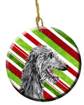 Scottish Deerhound Candy Cane Christmas Ceramic Ornament Christmas Tree Hanging Decorations for Home Christmas Holiday, Party, Gift, 3 in, Multicolor
