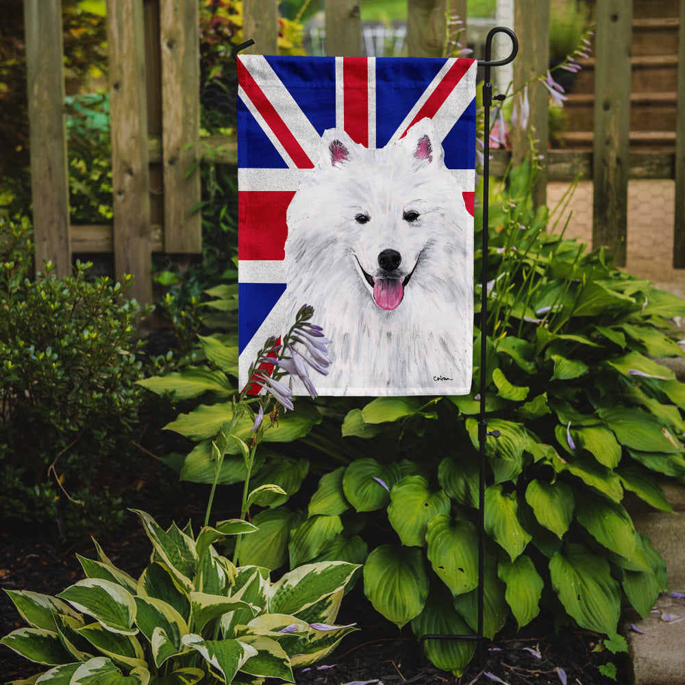 American Eskimo with English Union Jack British Flag Garden Flag Mailbox Decorative Yard Banner Outside Patio Artwork for Flower Beds, Garden Size, Multicolor