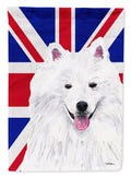 American Eskimo with English Union Jack British Flag Garden Flag Mailbox Decorative Yard Banner Outside Patio Artwork for Flower Beds, Garden Size, Multicolor