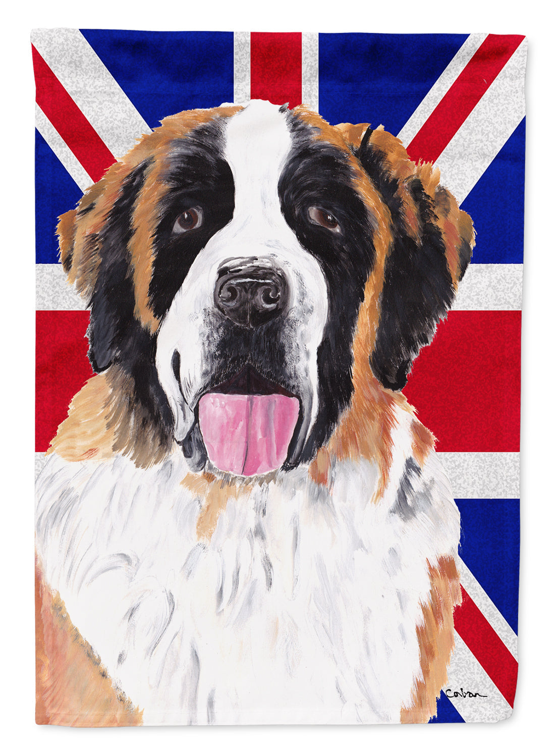 Saint Bernard with English Union Jack British Flag Garden Flag Mailbox Decorative Yard Banner Outside Patio Artwork for Flower Beds, Garden Size, Multicolor