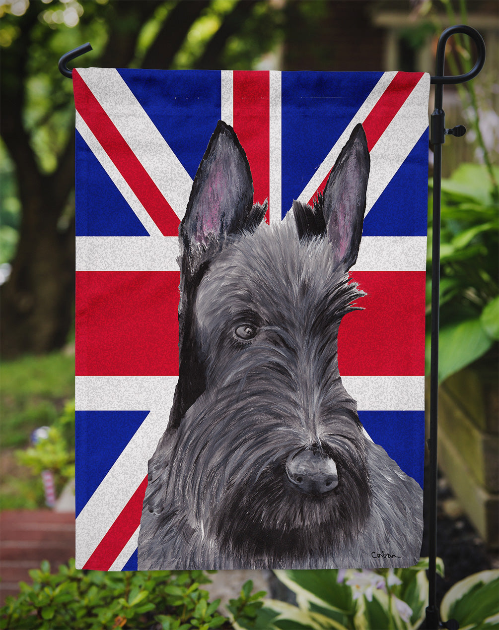 Scottish Terrier with English Union Jack British Flag Garden Flag Mailbox Decorative Yard Banner Outside Patio Artwork for Flower Beds, Garden Size, Multicolor