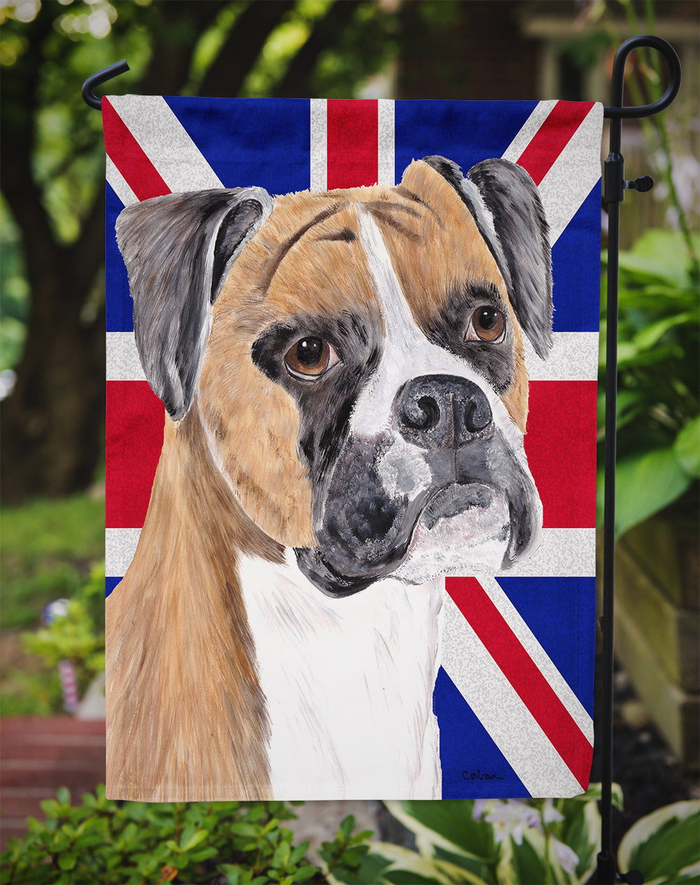 Boxer with English Union Jack British Flag Garden Flag Mailbox Decorative Yard Banner Outside Patio Artwork for Flower Beds, Garden Size, Multicolor