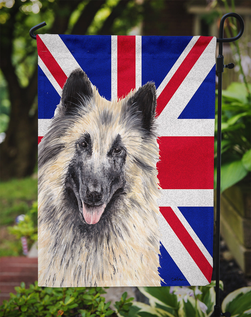 Belgian Tervuren with English Union Jack British Flag Garden Flag Mailbox Decorative Yard Banner Outside Patio Artwork for Flower Beds, Garden Size, Multicolor