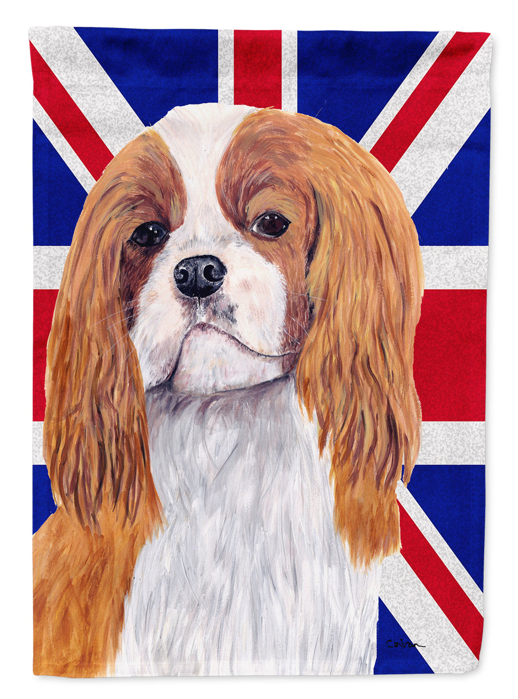 Cavalier Spaniel with English Union Jack British Flag Garden Flag Mailbox Decorative Yard Banner Outside Patio Artwork for Flower Beds, Garden Size, Multicolor