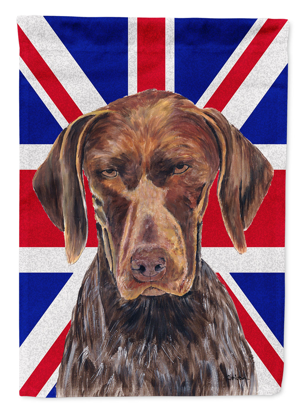 German Shorthaired Pointer with English Union Jack British Flag Garden Flag Mailbox Decorative Yard Banner Outside Patio Artwork for Flower Beds, Garden Size, Multicolor