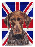 German Shorthaired Pointer with English Union Jack British Flag Garden Flag Mailbox Decorative Yard Banner Outside Patio Artwork for Flower Beds, Garden Size, Multicolor