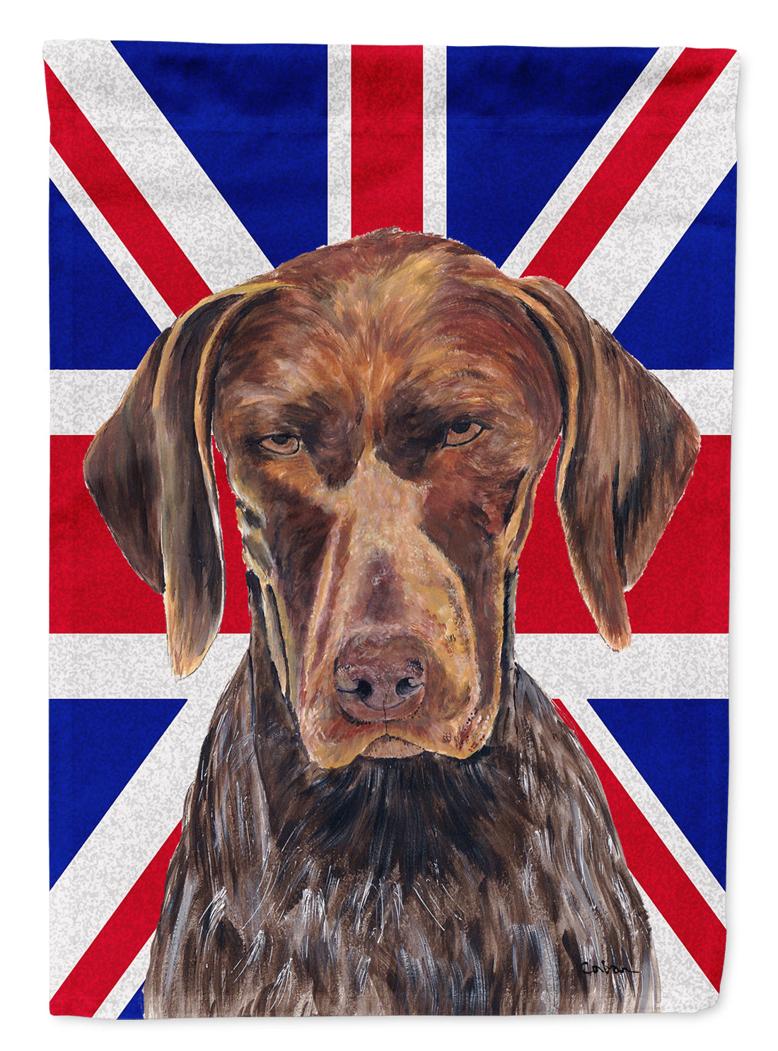 German Shorthaired Pointer with English Union Jack British Flag Garden Flag Mailbox Decorative Yard Banner Outside Patio Artwork for Flower Beds, Garden Size, Multicolor