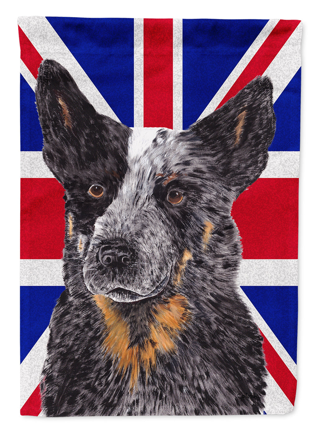 Australian Cattle Dog with English Union Jack British Flag Garden Flag Mailbox Decorative Yard Banner Outside Patio Artwork for Flower Beds, Garden Size, Multicolor