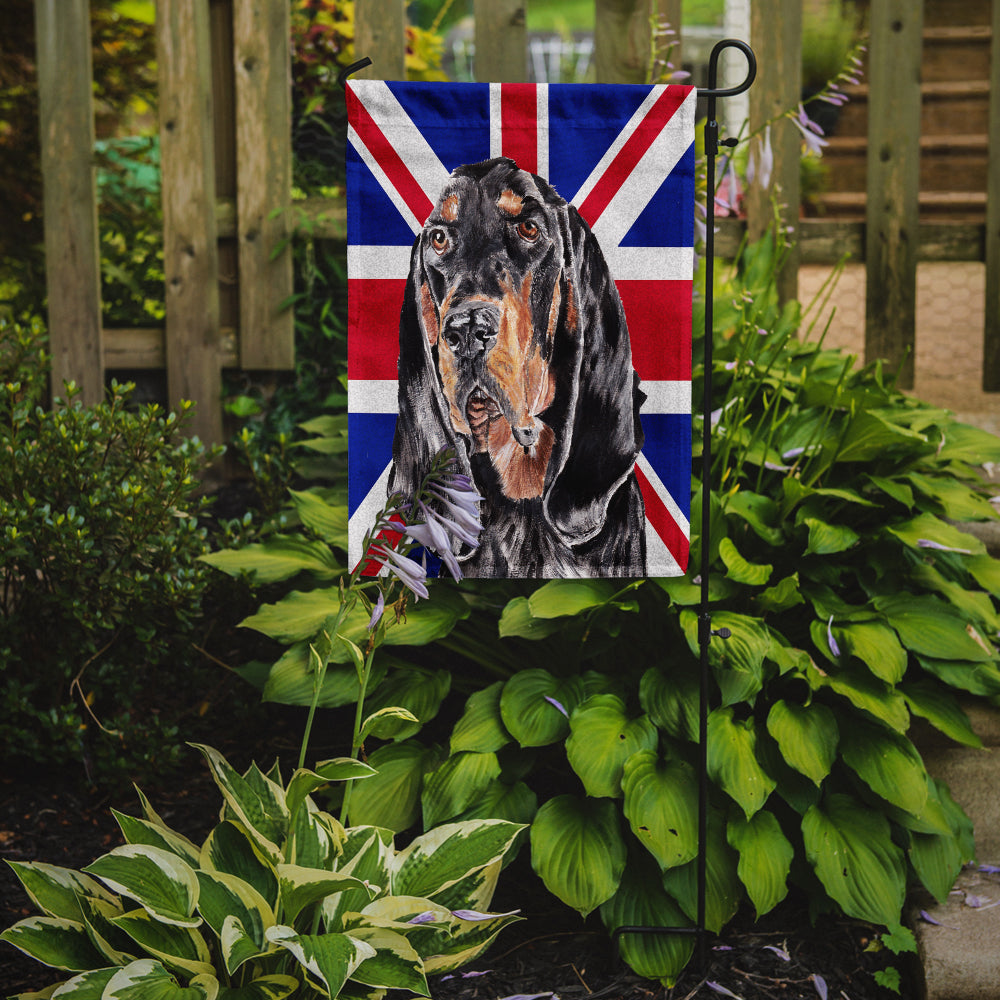 Black and Tan Coonhound with English Union Jack British Flag Garden Flag Mailbox Decorative Yard Banner Outside Patio Artwork for Flower Beds, Garden Size, Multicolor